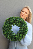 Bukszpanowy Deluxe 2, zielony wianek na drzwi