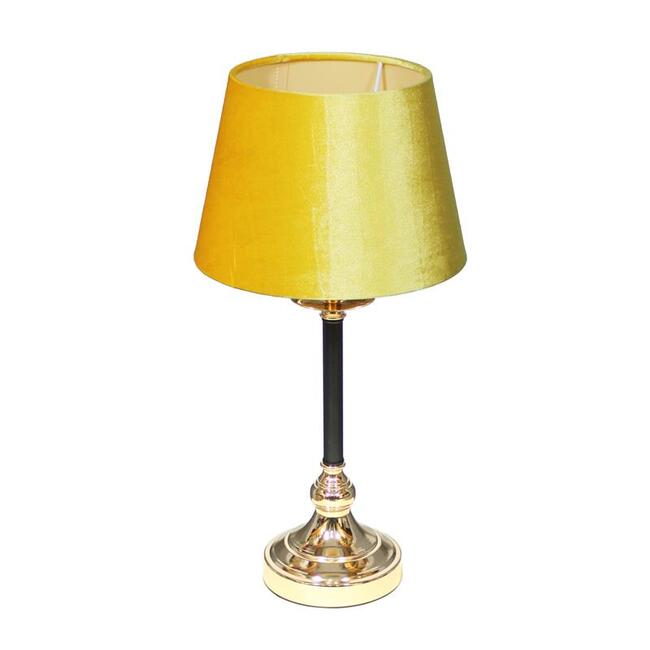 Sophista Gold, lampa stołowa glamour, musztardowy welur, wys.51cm 