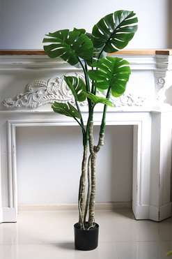 Monstera E, sztuczne drzewko w osłonce donicy, wym.140x50x50cm