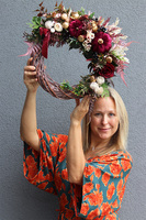 Aksamitna Jesień, asymetryczny jesienny wianek z dyniami