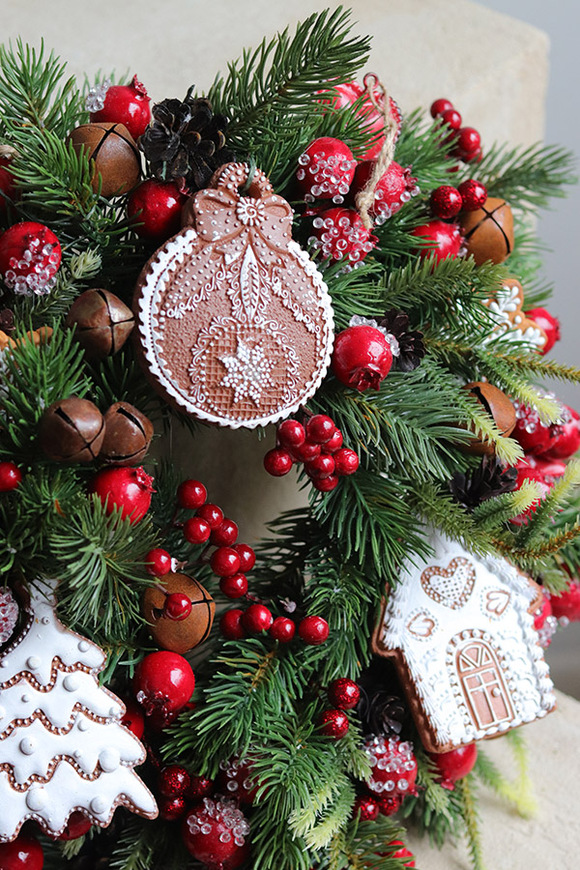 Gingerbreads, świąteczny wianek na drzwi