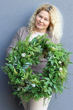 Green Kongo, zielony wianek z eukaliptusem, śr.55cm 