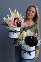 Velurowa Dynia Blackolia, jesienny flowerbox z suszem