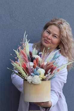 Orfitta Wood Design, kompozycja boho z suszem w drewnie, wys.43cm