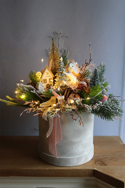 Childhood Big Pink, flowerbox świąteczny LED