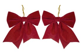 Aksamit Red Velvet, welurowa kokarda - pluszowa zawieszka, kpl.2szt, wym.16x16cm