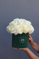 Green Velvet Romance, zielony flowerbox z różami