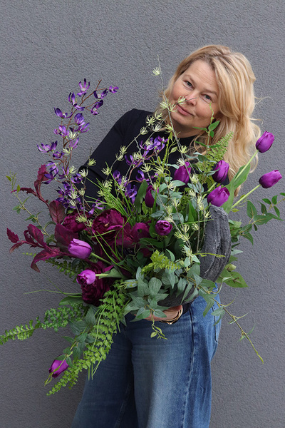 Purple Flowers, komplet dekoracji nagrobnych