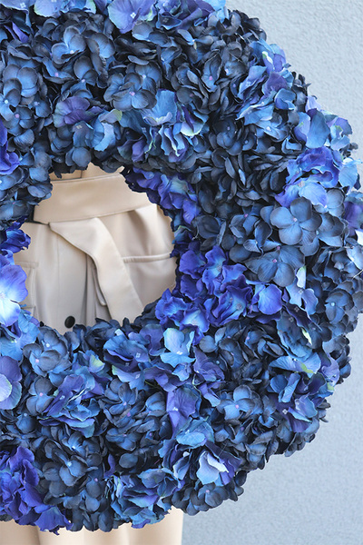 Granatowa Hortensja, ciemny wianek z hortensji