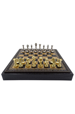 Italfama N001, ekskluzywne szachy mosiężne z warcabami, wym.28x28cm