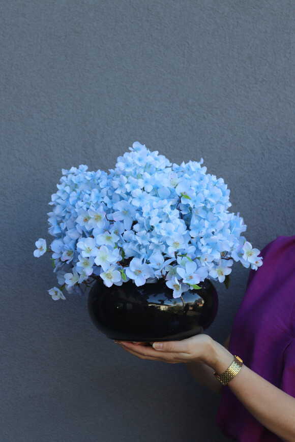 Hydrangea Blue Piano, kompozycja z niebieskich hortensji