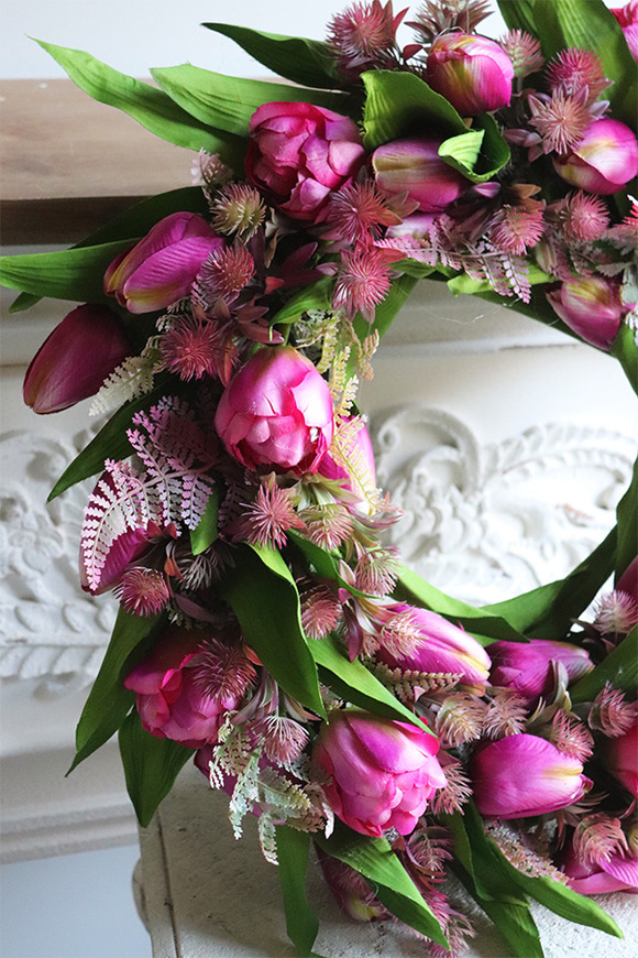 wiosenny wianek Tulipanowy Ciemny Róż