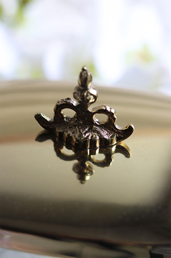 szklany pojemnik z pokrywką, mały, Lux Villa Gold Glamour, wym.12x11x7cm