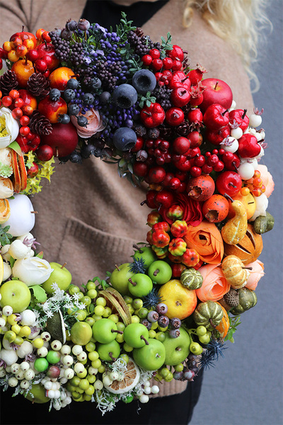 dekoracyjny wianek z owocami, Tęczowe Montello 2