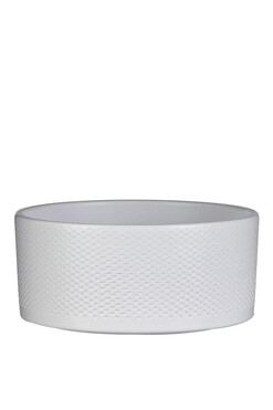 Erasmus, okrągła osłonka donica misa, biała, wym.10x22cm