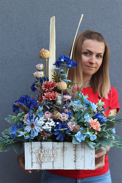 Niebieska Polana 2, dekoracja nagrobna z dedykacją, wys.81cm  