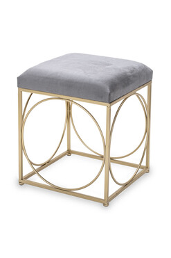 Endire Gold, welurowa pufa szara, wym.48,5x40,5x40,5cm 