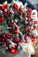 Na Nartach, wianek zimowy z reniferem, śr.35cm