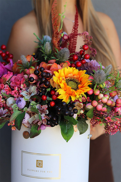 Jesienna Magia 2, barwny flowerbox z owocami