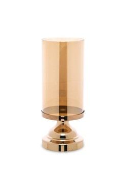 Amber Tall A, złoty świecznik kryształowy na nodze, wys.32cm 