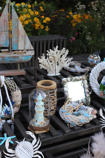 Latarnia Morska LED, kompozycja marynistyczna pod kloszem	