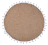 Boho, okrągła podkładka pod talerz z białymi pomponikami, śr.38cm