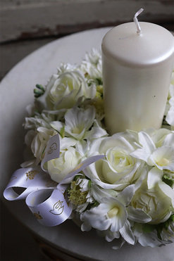 biały stroik komunijny, Pierwsza Komunia Św., wym.14x23cm 