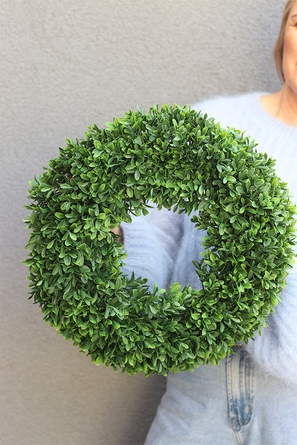 Bukszpanowy Deluxe 2, zielony wianek na drzwi