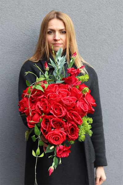 Czerwone Róże Heartano Premium, bukiet nagrobny w kształcie serca