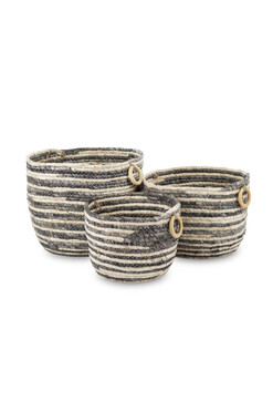 Boho Stripes, kosz pleciony z liści kukurydzy, kpl.3szt