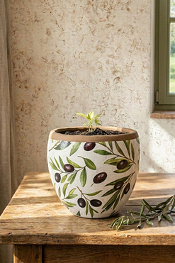 Olive Garden, ceramiczna osłonka doniczka, wym.16x18cm 
