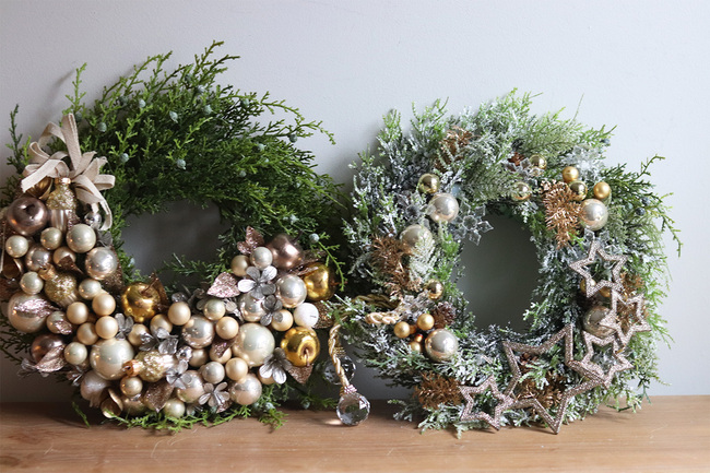 Złota Mleczna Droga, świąteczny asymetryczny wianek