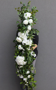 White Love, elegancka girlanda ze sztucznych kwiatów, dł.160cm 