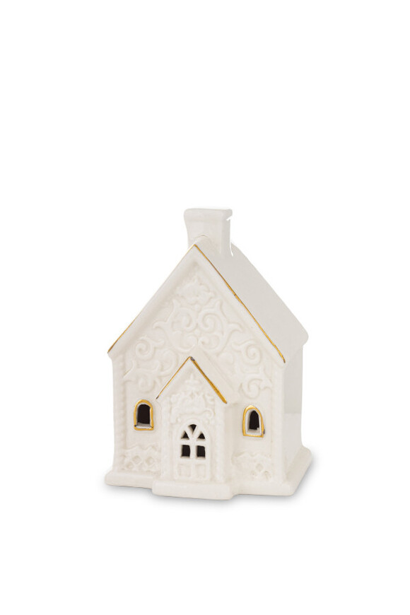 Glamour XMAS, domek ceramiczny lampion LED