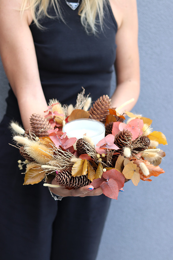 Boho Candle A, dekoracyjny wianek ze stabilizowanych roślin, śr.30cm