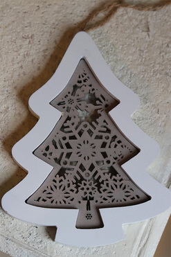 Merry Xmas, drewniana zawieszka choinka, wym.14,5x1x30cm