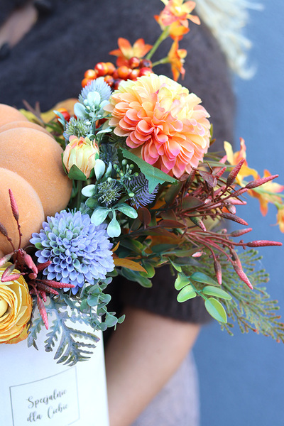 Dynia Land, box jesienny z ceramiczną dynią, wys.40cm