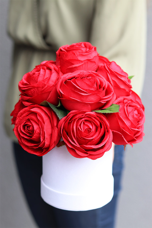 flowerbox walentynkowy, Velvetowy Klasyk, wys.26cm 