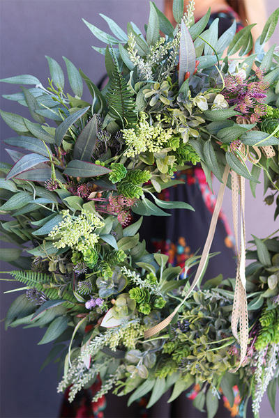 Boho Gretra Big, zielony wianek z eukaliptusem, śr.55cm