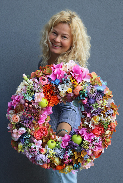 efektowny tęczowy wianek, Ideal, śr.50cm  