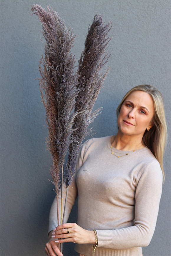 Pampasy Violet Long, bukiet suszonych traw, 3szt, wys.125cm