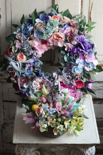 Hestiga, kolorowy wianek na drzwi, śr.46cm 