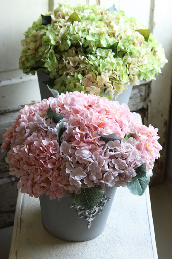 hortensje w metalowym naczyniu, Miledy Nesta, wym.44x40cm