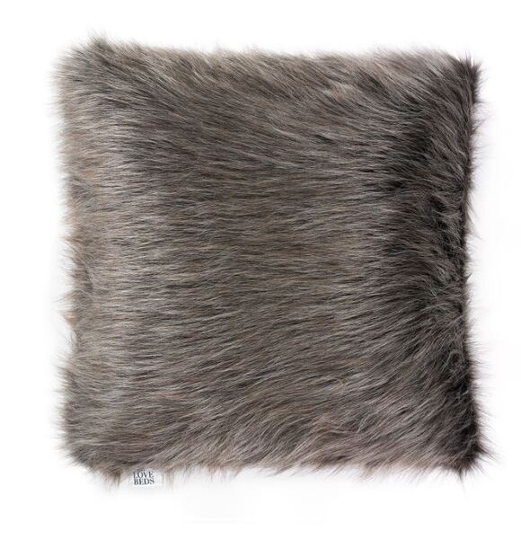 Fluffy, poduszka dekoracyjna z futerkiem, brązowa, wym.50x50cm 