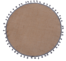 Boho, okrągła podkładka pod talerz z szarymi pomponikami, śr.38cm