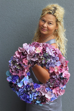 Hortensja Dekori 2, wysokiej jakości wianek z hortensjami, śr.43cm