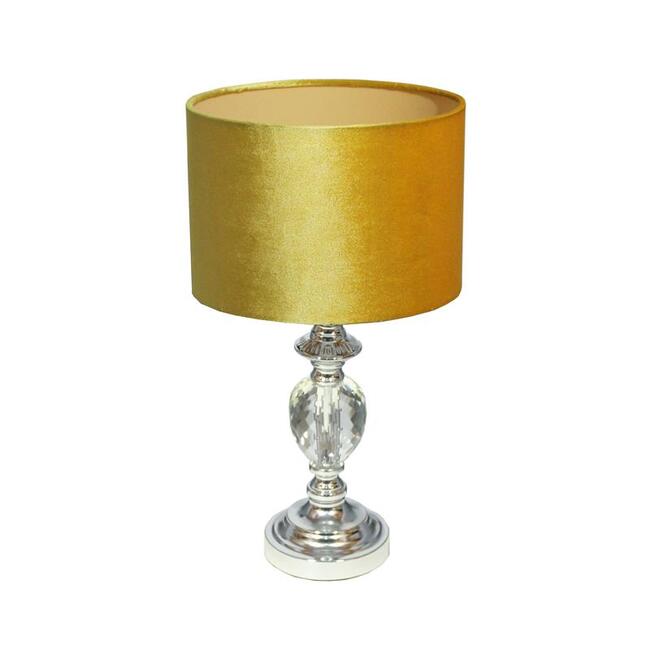 Gentil Simple, lampa stołowa glamour, żółty welur, wys.47cm