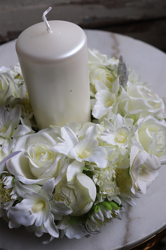 biały stroik komunijny, Pierwsza Komunia Św., wym.14x23cm 