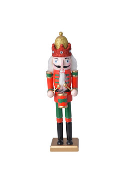 Nutcracker, figurka drewniany dziadek do orzechów, czerwono-zielony, wys.7.5x6.5x30.5cm