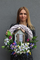 Mój Domek, wiosenny wianek z ramką na zdjęcie